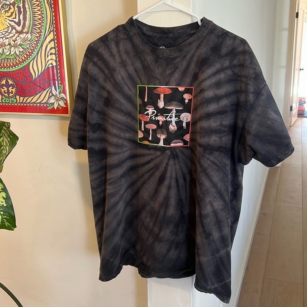 Primitive Black Tie Dye Mushroom Shirt